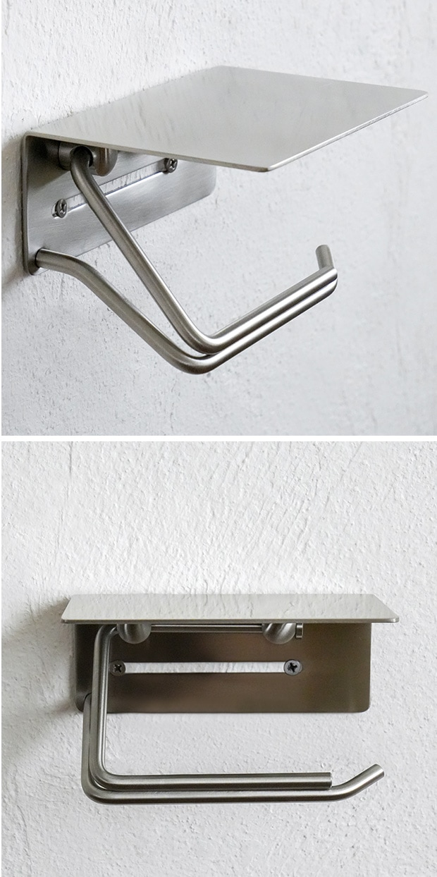 put ペーパーホルダー ステンレス トイレットペーパーホルダー シングル 棚付 鉄 ブラック インテリア雑貨 AXCIS アクシス