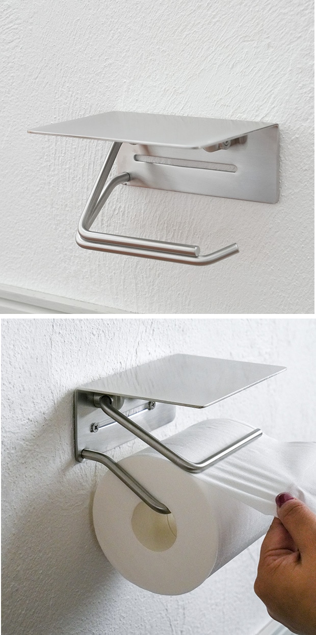 put ペーパーホルダー ステンレス トイレットペーパーホルダー シングル 棚付 鉄 ブラック インテリア雑貨 AXCIS アクシス