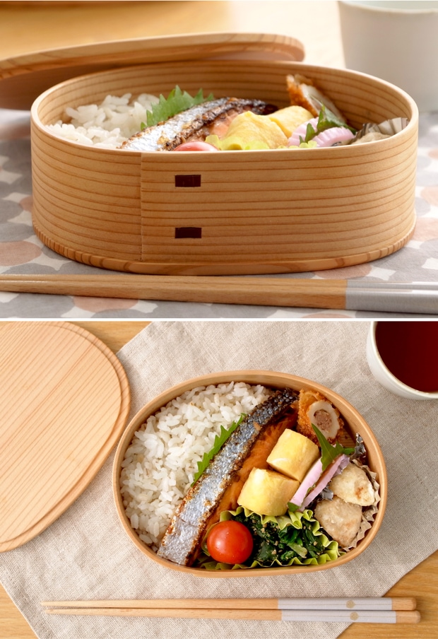 お弁当箱 曲げわっぱ いろどり弁当箱 大 600ml 板蓋 りょうび庵 日本製 秋田杉 大館曲げわっぱ ウレタン塗装 軽量