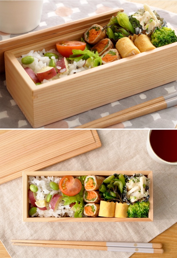 お弁当箱 木製 ちぎり弁当箱 一段 450ml 板蓋 りょうび庵 日本製 秋田杉 角型 秋田大館 ウレタン塗装 スリム 軽量
