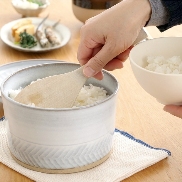 小石原焼 おひつ 大 圭秀窯 けいしゅうがま 2合 陶器 電子レンジ対応 手仕事 器 手作り 和食器 日本製