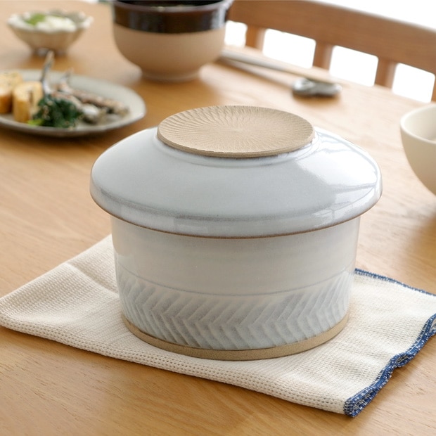 小石原焼 おひつ 大 圭秀窯 けいしゅうがま 2合 陶器 電子レンジ対応 手仕事 器 手作り 和食器 日本製