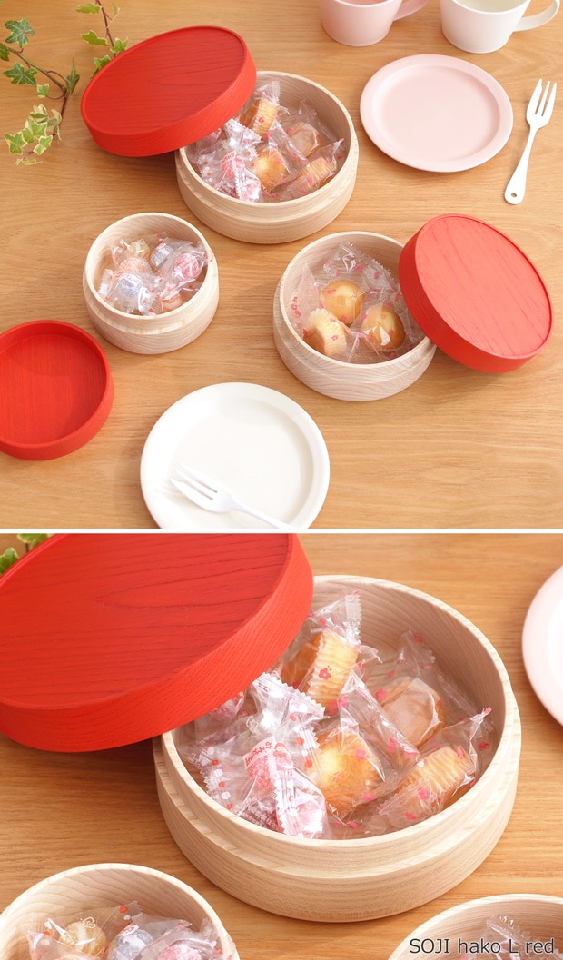 畑漆器店 SOJI hako M col. 13.5cm 山中漆器 木製 日本製 弁当箱 ランチボックス 収納ケース 丸型 円