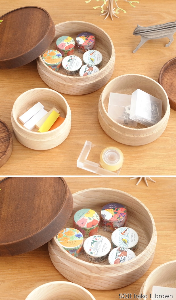 畑漆器店 SOJI hako M col. 13.5cm 山中漆器 木製 日本製 弁当箱 ランチボックス 収納ケース 丸型 円