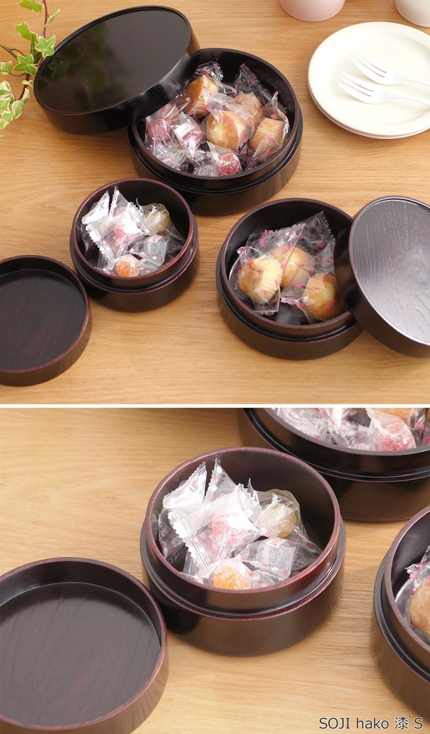 畑漆器店 SOJI hako S 漆 col. 山中漆器 木製 日本製 弁当箱 ランチボックス 収納ケース 丸型 円