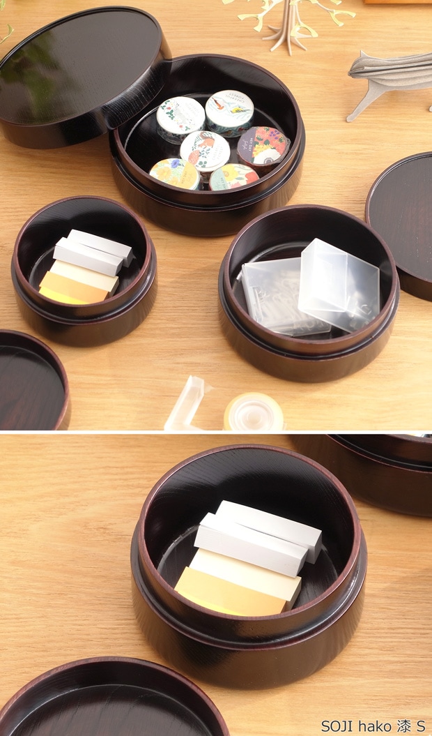 畑漆器店 SOJI hako S 漆 col. 山中漆器 木製 日本製 弁当箱 ランチボックス 収納ケース 丸型 円