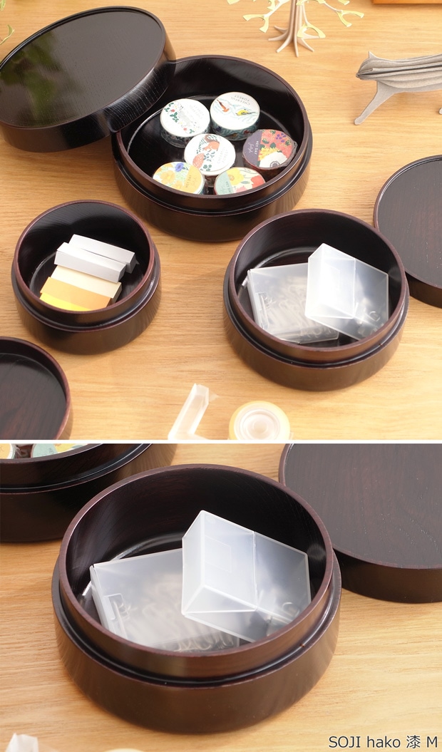 畑漆器店 SOJI hako S 漆 col. 山中漆器 木製 日本製 弁当箱 ランチボックス 収納ケース 丸型 円