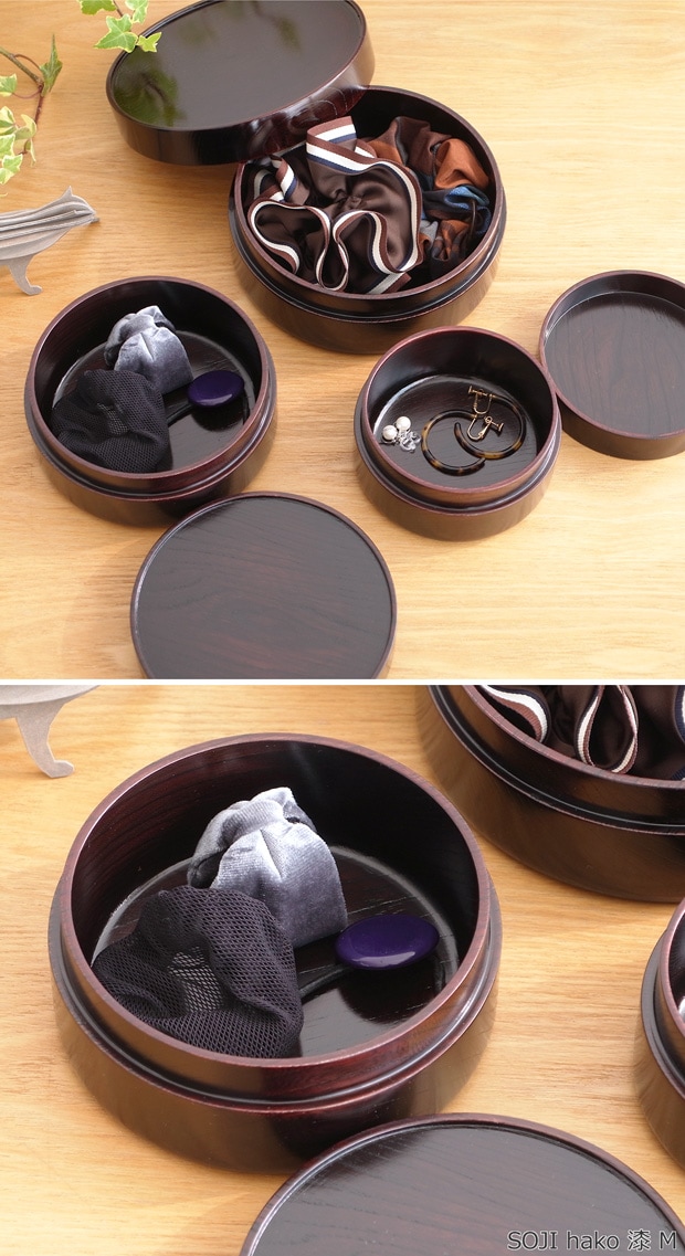 畑漆器店 SOJI hako S 漆 col. 山中漆器 木製 日本製 弁当箱 ランチボックス 収納ケース 丸型 円