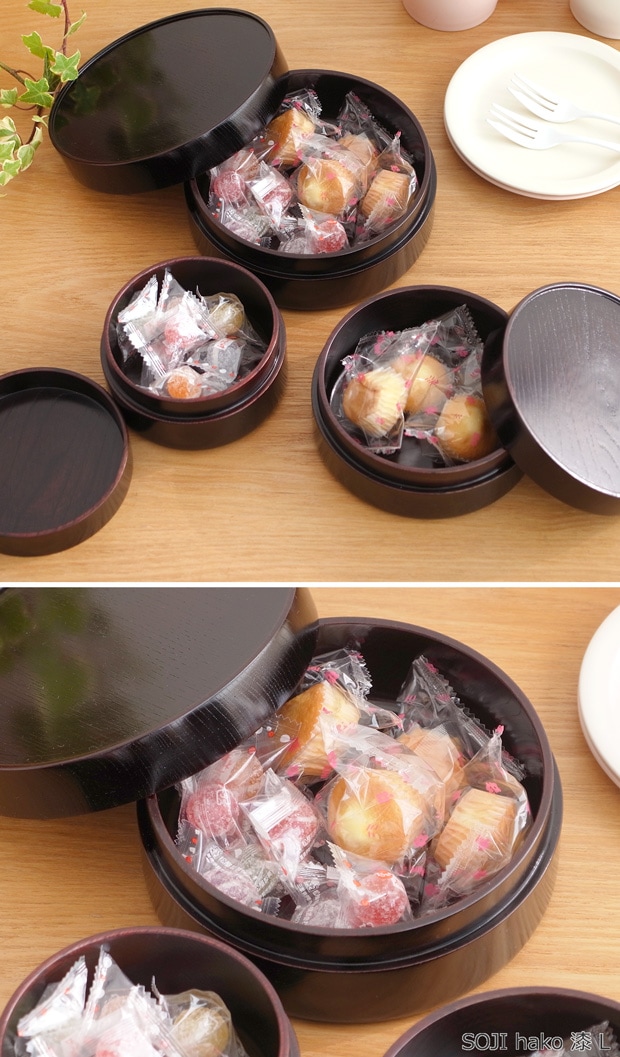畑漆器店 SOJI hako S 漆 col. 山中漆器 木製 日本製 弁当箱 ランチボックス 収納ケース 丸型 円