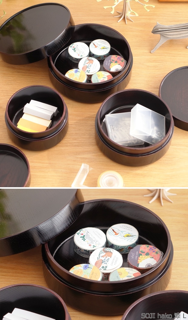 畑漆器店 SOJI hako S 漆 col. 山中漆器 木製 日本製 弁当箱 ランチボックス 収納ケース 丸型 円