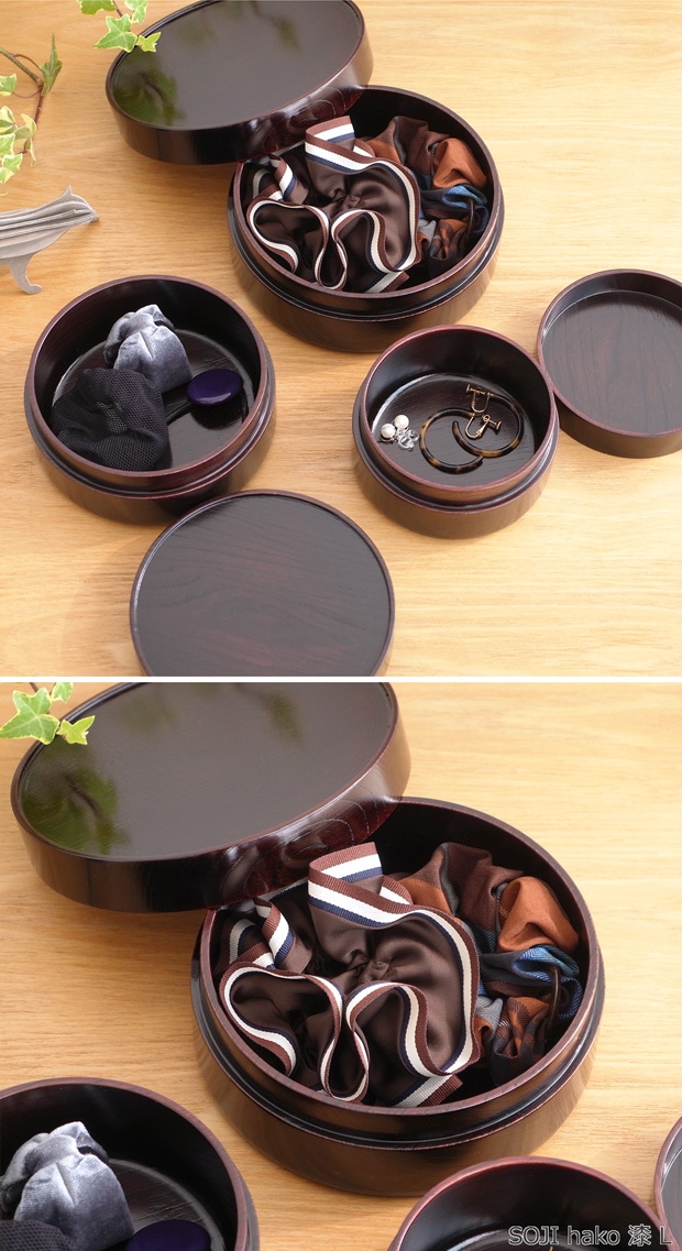 畑漆器店 SOJI hako S 漆 col. 山中漆器 木製 日本製 弁当箱 ランチボックス 収納ケース 丸型 円