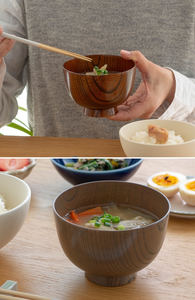 SHIRASAGI サブロク椀 仙才 せんさい けやき 欅 漆黒 漆赤 漆茶 ベージュ グレー お椀 汁椀 みそ汁 日本製 天然木 白鷺木工