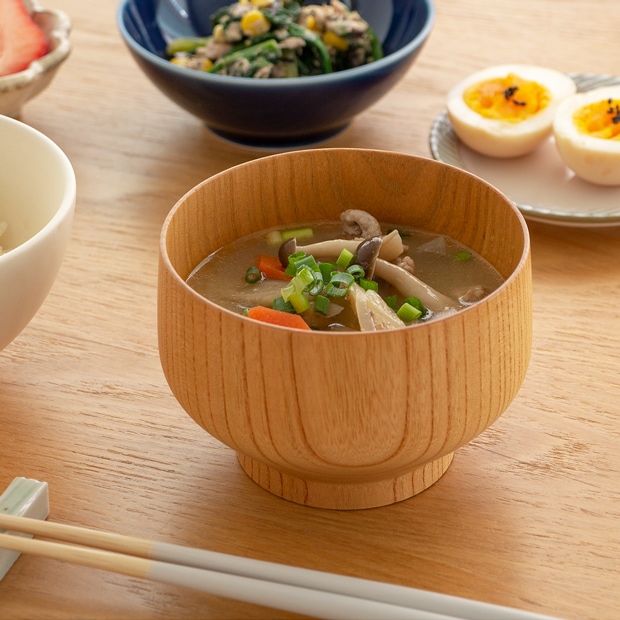 SHIRASAGI サブロク椀 布袋 ほてい けやき 欅 ナチュラル お椀 汁椀 みそ汁 日本製 天然木 白鷺木工
