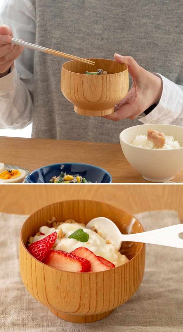 SHIRASAGI サブロク椀 布袋 ほてい けやき 欅 ナチュラル 2個セット お椀 汁椀 みそ汁 日本製 天然木 白鷺木工