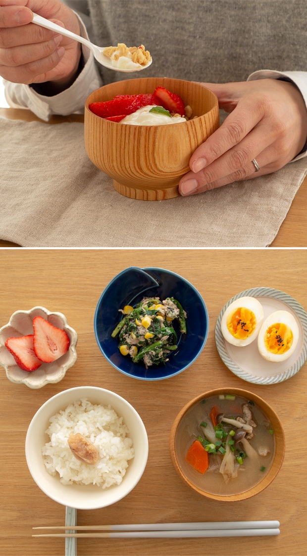 SHIRASAGI サブロク椀 布袋 ほてい けやき 欅 ナチュラル 2個セット お椀 汁椀 みそ汁 日本製 天然木 白鷺木工