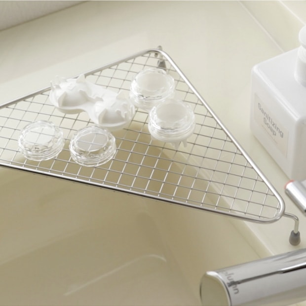 家事問屋 水切りコーナーラック 水切りラック 収納 コーナーラック キッチン 洗面台 シンク ステンレス 便利 キッチンツール 日本製 made in Japan 43116