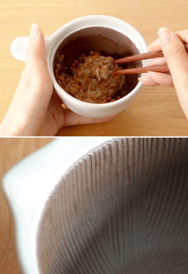 かもしか道具店 なっとうバチ まぜ棒付き 竹 日本製 萬古焼 納豆鉢