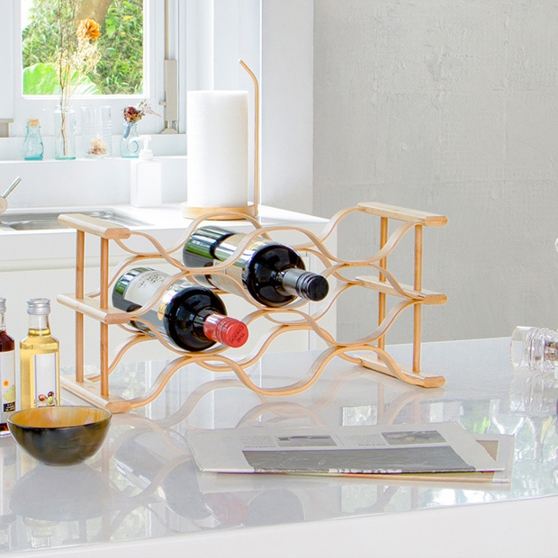 GUDEE ワインラック 6本用 ワイン収納 保管 木製 竹 WAVI Wine rack 6-bottle ナチュラル ブラウン GudeeLife