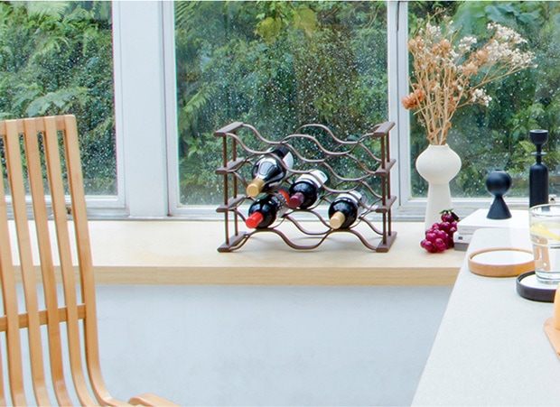 GUDEE ワインラック 9本用 ワイン収納 保管 木製 竹 WAVI Wine rack 9-bottle ブラウン GudeeLife　GUDEE
