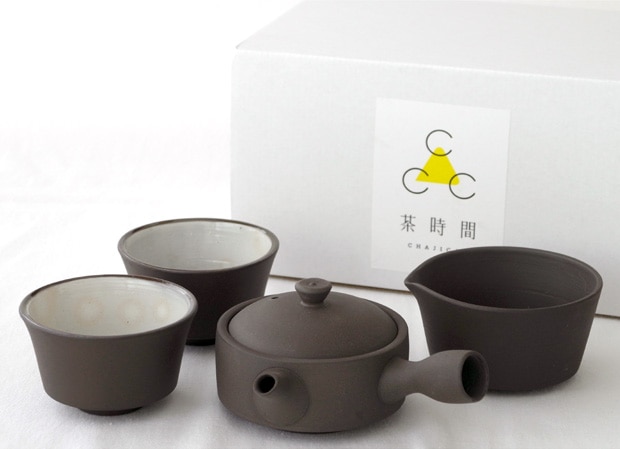 かもしか道具店 急須 直 150 セット 茶時間 日本製 萬古焼 陶器 茶器セット 日本茶 ギフト (急須 煎茶碗 湯さましセット)