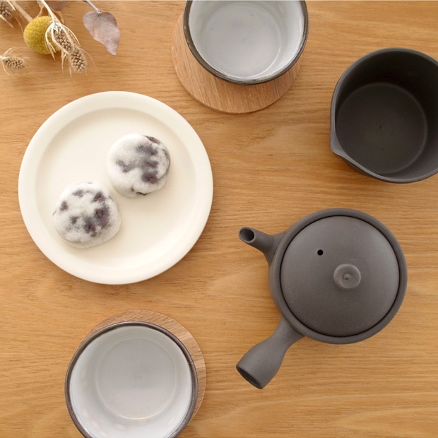かもしか道具店 急須 直 150 セット 茶時間 日本製 萬古焼 陶器 茶器セット 日本茶 ギフト (急須 煎茶碗 湯さましセット)