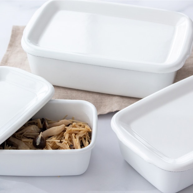 野田琺瑯 レクタングル 深型 M サイズ 琺瑯蓋付 保存容器