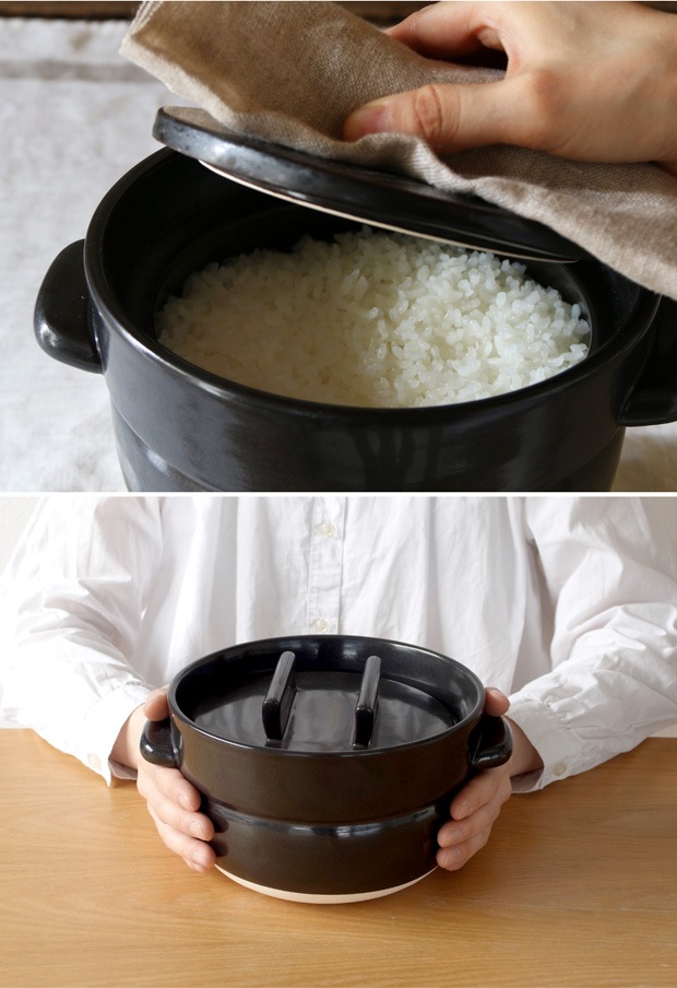 かもしか道具店 ごはんの鍋3点セット ごはんのしゃもじ 食器のふきん 3合炊き 日本製 土鍋 萬古焼