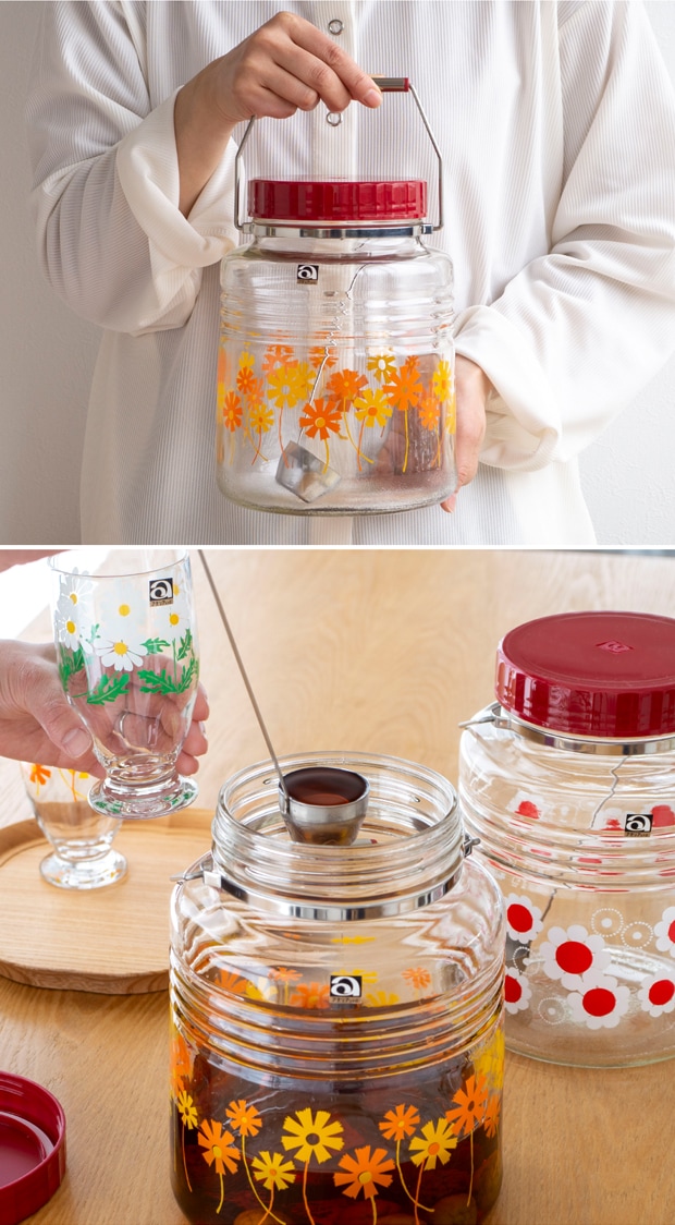 アデリアレトロ 貯蔵びん 3L レードル付き 昭和レトロ 復刻 果実酒 保存瓶 保存容器 大容量 日本製 アデリア