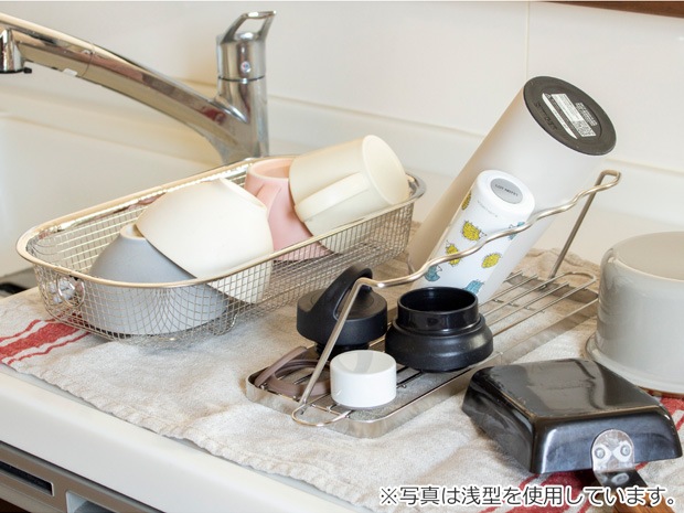 すっきり暮らす水切りかご 深型 ステンレス 水切りラック 水切りかご