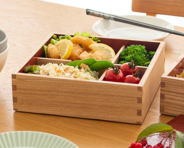 松屋漆器店 重箱 白木塗タモ6.0 一段 6寸 内朱 白木 約18×18cm 木製 日本製 1人用 おしゃれ タモ お重 天然木