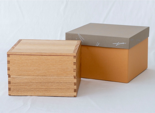 松屋漆器店 重箱 白木塗タモ6.0 二段 6寸 内朱 白木 約18×18cm 木製 日本製 おしゃれ タモ お重 天然木