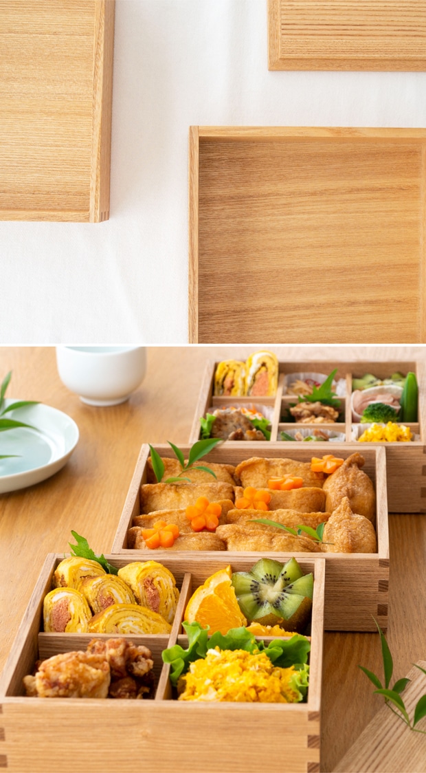 松屋漆器店 重箱 白木塗タモ6.0 一段 6寸 ナチュラル 白木 約18×18cm 木製 日本製 1人用 おしゃれ タモ お重 天然木