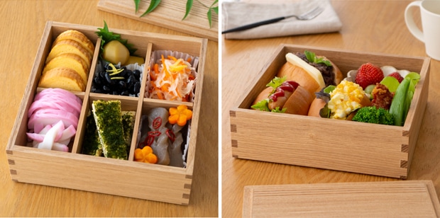 松屋漆器店 重箱 白木塗タモ6.0 一段 6寸 ナチュラル 白木 約18×18cm 木製 日本製 1人用 おしゃれ タモ お重 天然木