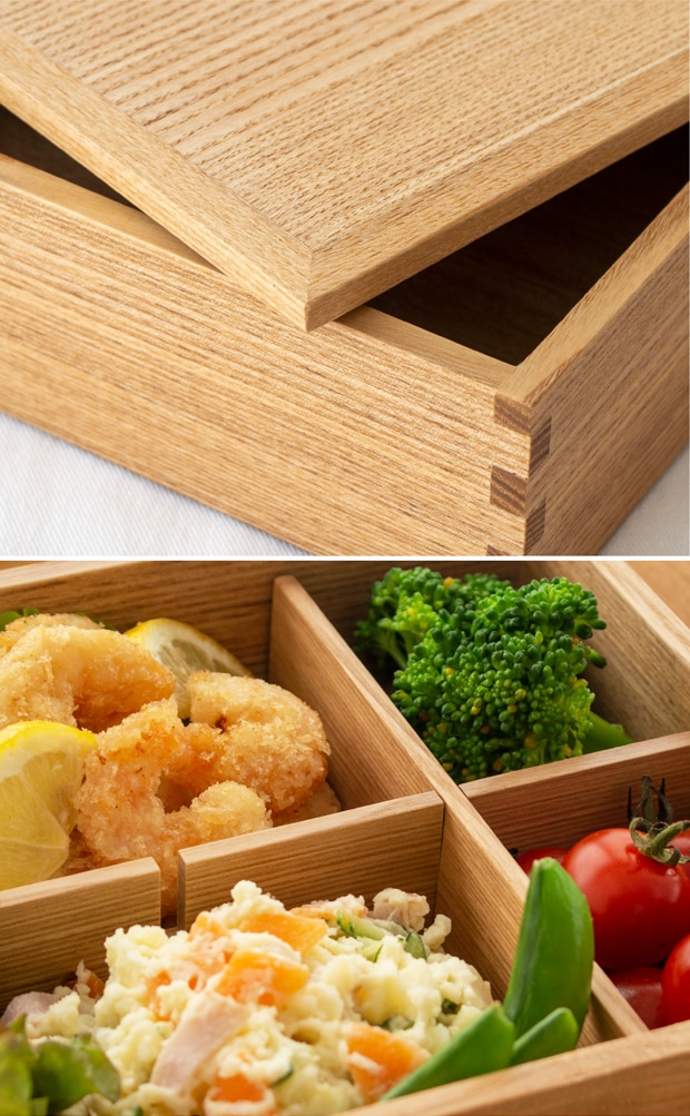 松屋漆器店 重箱 白木塗タモ6.0 一段 6寸 ナチュラル 白木 約18×18cm 木製 日本製 1人用 おしゃれ タモ お重 天然木