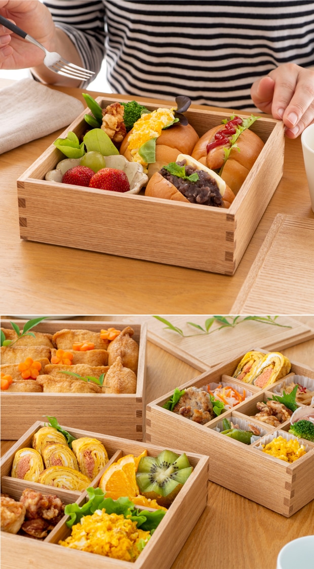 松屋漆器店 重箱 白木塗タモ6.0 一段 6寸 ナチュラル 白木 約18×18cm 木製 日本製 1人用 おしゃれ タモ お重 天然木