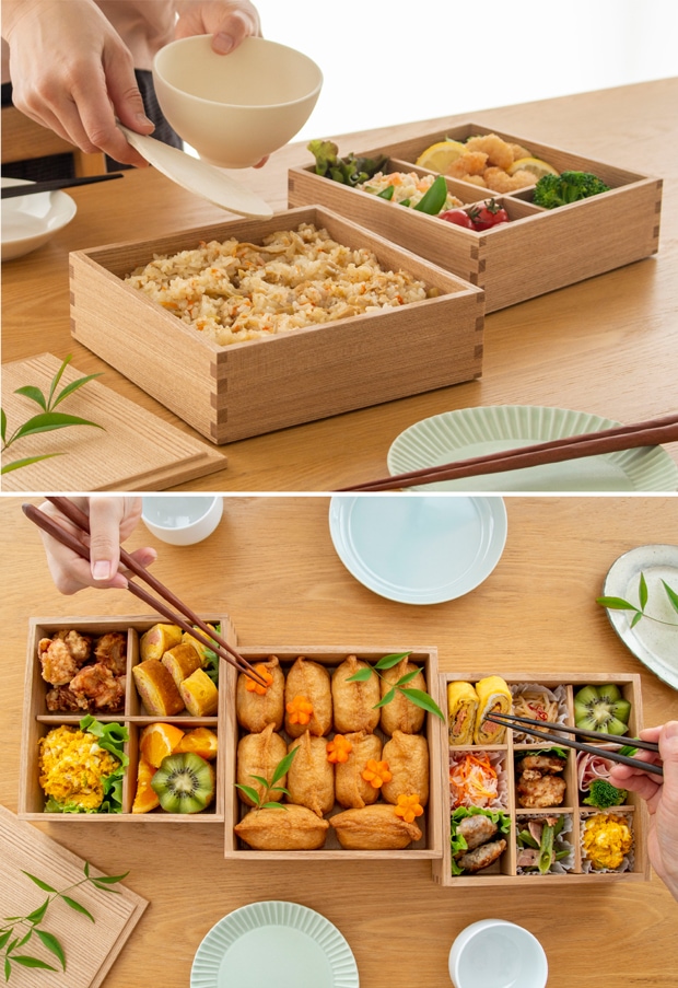 松屋漆器店 重箱 白木塗タモ6.0 一段 6寸 ナチュラル 白木 約18×18cm 木製 日本製 1人用 おしゃれ タモ お重 天然木