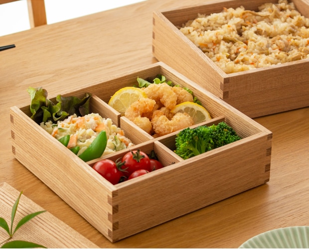 松屋漆器店 重箱 白木塗タモ6.0 二段 6寸 ナチュラル 白木 約18×18cm 木製 日本製 おしゃれ タモ お重 天然木