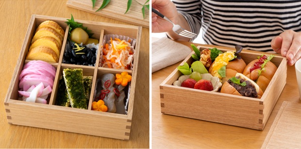松屋漆器店 重箱 白木塗タモ6.0 二段 6寸 ナチュラル 白木 約18×18cm 木製 日本製 おしゃれ タモ お重 天然木