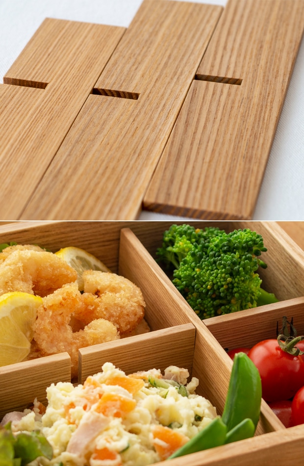 松屋漆器店 白木塗タモ 6寸重箱用 六つ切仕切り 重箱 仕切り 白木 組み立て式 木製 日本製 おしゃれ タモ お重 天然木