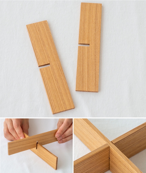 松屋漆器店 白木塗タモ 6寸重箱用 六つ切仕切り 重箱 仕切り 白木 組み立て式 木製 日本製 おしゃれ タモ お重 天然木