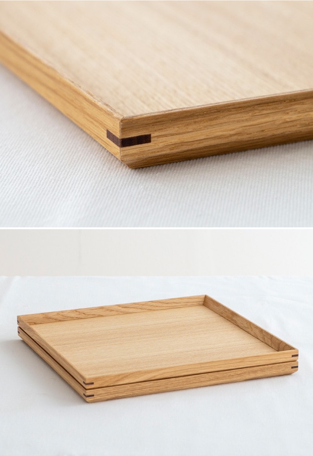 松屋漆器店 白木塗タモ 14.0長角盆 長角 約42.5×30.3 ナチュラル お盆 木製トレー トレー 白木 木製 日本製 カフェ タモ 天然木 長方形