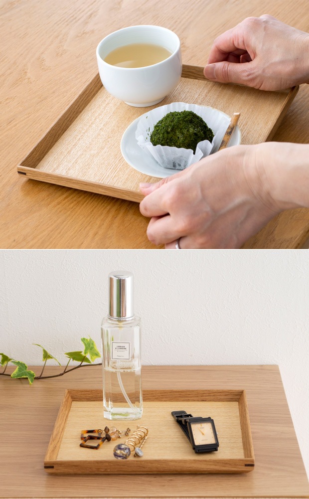 松屋漆器店 白木塗タモ 6.5角盆 正角 約19.7×19.7 ナチュラル お盆 木製トレー トレー 白木 木製 日本製 カフェ タモ 天然木 四角