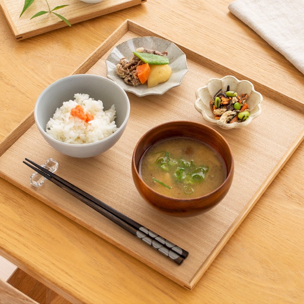 松屋漆器店 白木塗タモ 10.0角盆 正角 約30.3×30.3 ナチュラル お盆 木製トレー トレー 白木 木製 日本製 カフェ タモ 天然木 四角