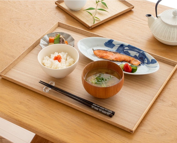 松屋漆器店 白木塗タモ 14.0長角盆 長角 約42.5×30.3 ナチュラル お盆 木製トレー トレー 白木 木製 日本製 カフェ タモ 天然木 長方形