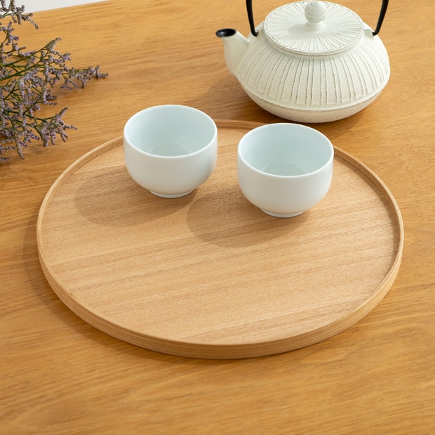 松屋漆器店 白木塗タモ 10.0 丸盆 約30.4×30.4 ナチュラル お盆 木製トレー トレー 白木 木製 日本製 カフェ タモ 天然木 丸