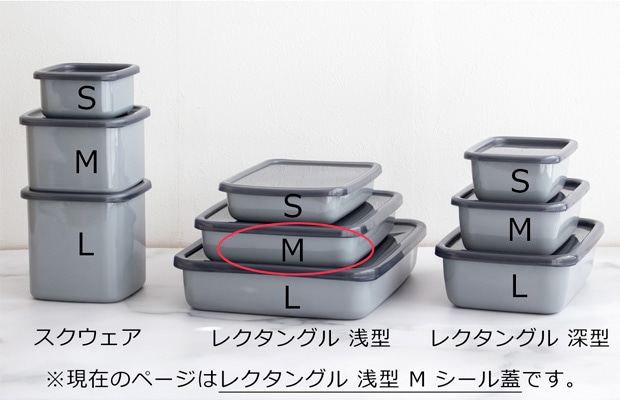 野田琺瑯 レクタングル 浅型 M サイズ シール蓋付 保存容器