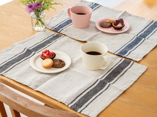 ランチョンマット リネン ストライプ 洗える テーブルマット プレースマット 食卓 麻 布 キッチンクロス キッチンタオル Sankara. サンカラ