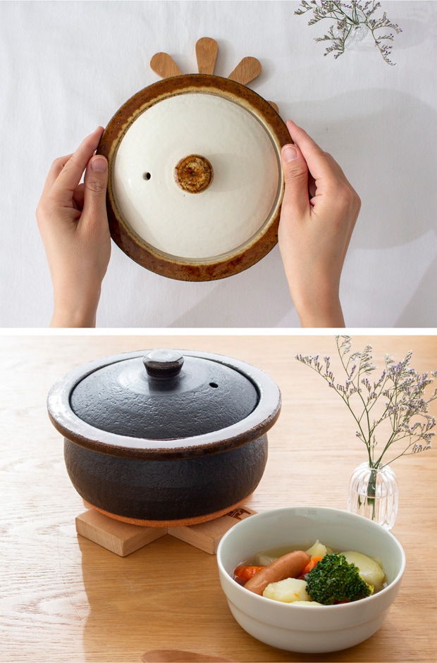 土鍋 1人用 18cm サークルココット カネフサ製陶 蓋付き 信楽焼 雑炊鍋 ごはん鍋 ご飯鍋 スープポット 直火 日本製