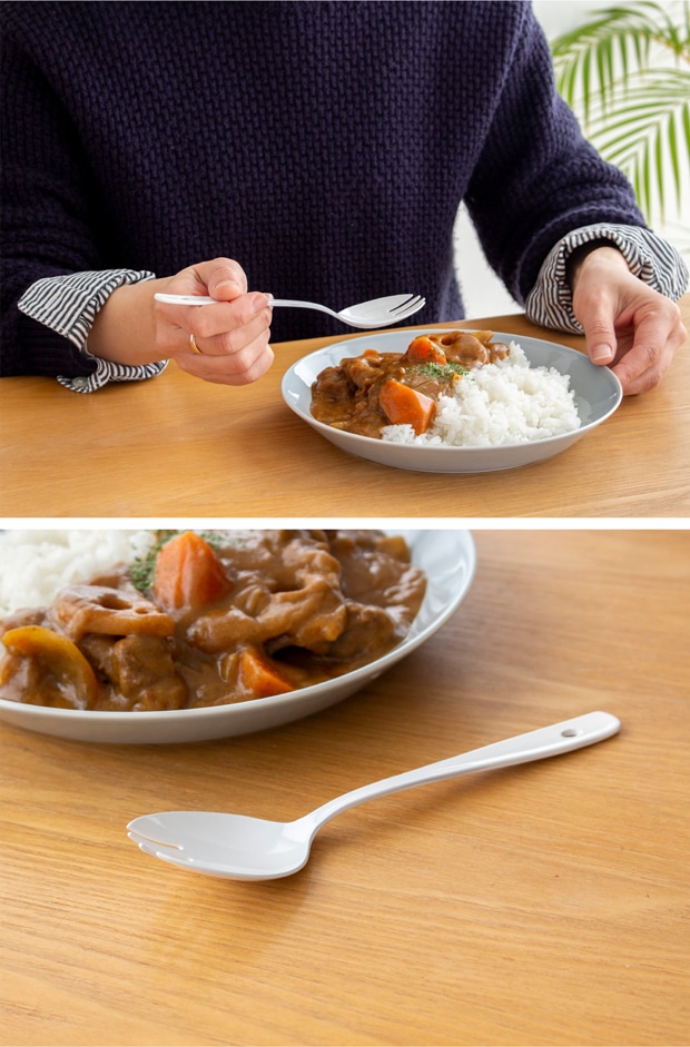 カツカレースプーン 琺瑯 ホーロー カトラリー Blanc ブラン takakuwa 高桑金属 手作り 職人 白 ホワイト 先割れスプーン スプーン 日本製