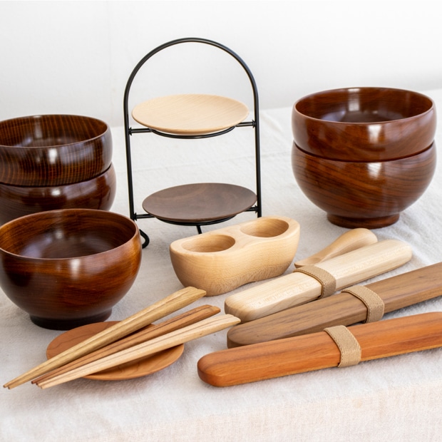 My箸セット 中 箸・箸箱セット 21cm 木製 楢 ウォールナット かぶせ蓋 お弁当 天然木 クラフト木の実 薗部産業